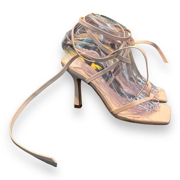 MARC FISHER Womens Beige Dominic Square Toe Stiletto Leather Thong Sandals 6M - Picture 4 of 8